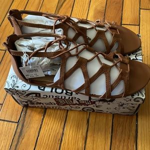 Brash Zane Women’s Sandals With Laces Brown Size 10